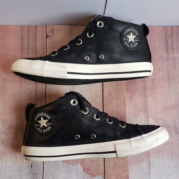 Leather Black Converse Junior Sneakers - Picture 12 of 16